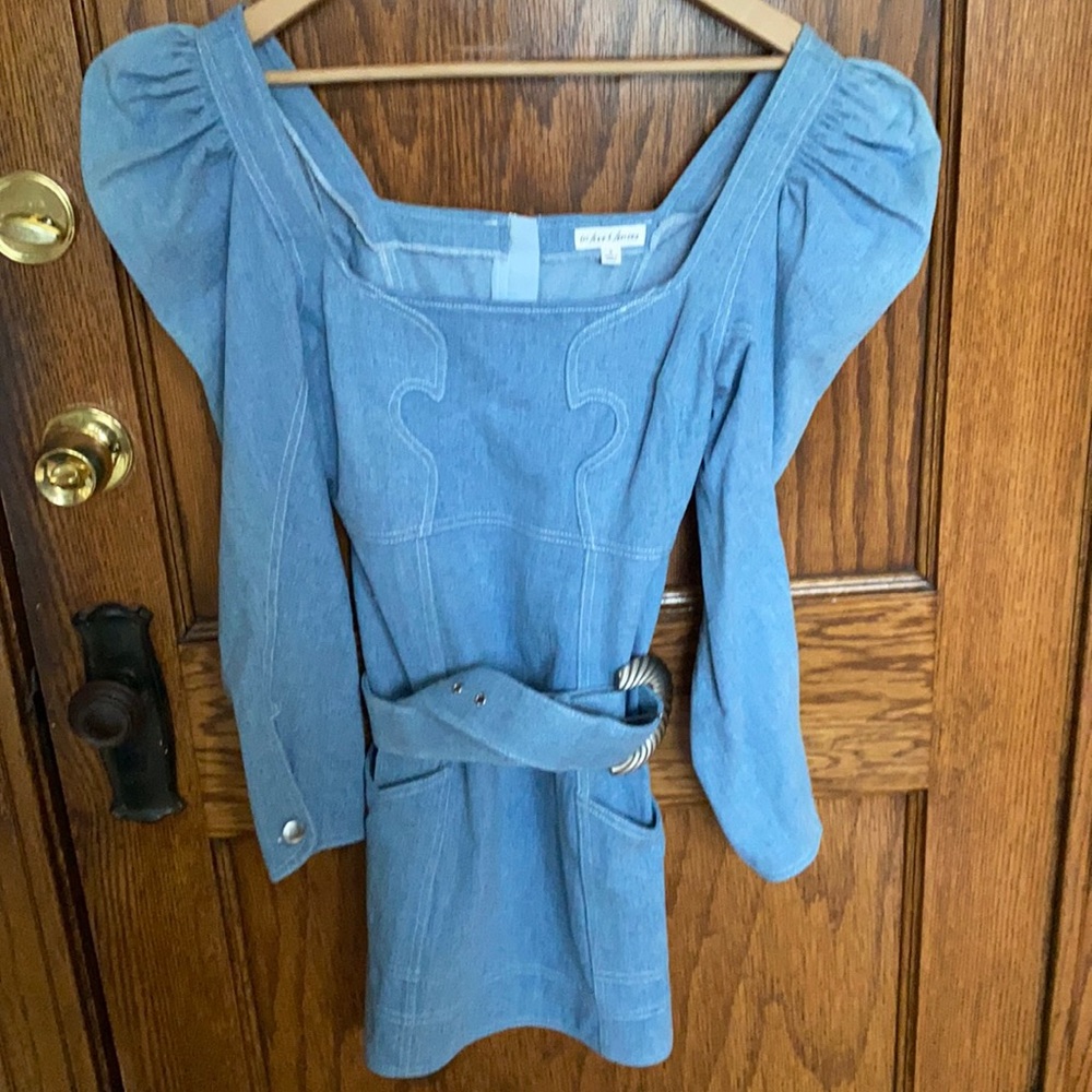 For love and lemons belted denim dress